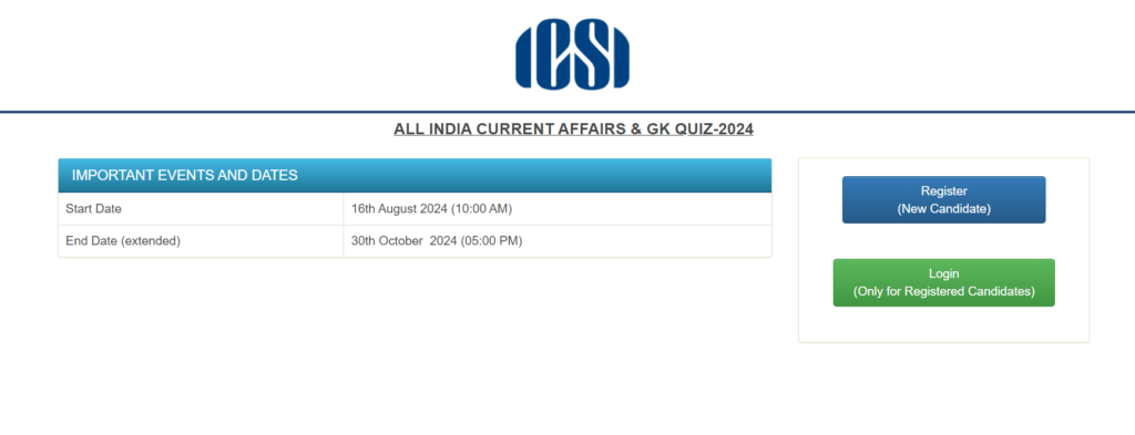 Now, click on the 'Register (New Candidate)' option