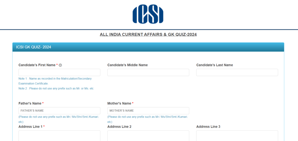 Fill the form with details like: Candidate’s Name, Father's Name, Mother's Name, Address Line 1, State/Union Territory, City/District, Pincode, etc. and click on the 'Submit & Continue' button.